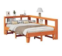 Berkfield Bookcase Bed Without Mattress Wax Brown 135X190Cm Double Solid Wood Pine