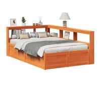 Berkfield Bookcase Bed Without Mattress Wax Brown 135X190Cm Solid Wood Pine