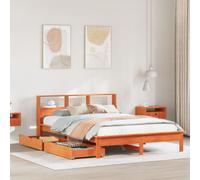 Berkfield Bookcase Bed Without Mattress Wax Brown 160X200 Cm Solid Wood Pine