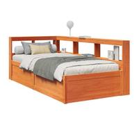 Berkfield Bookcase Bed Without Mattress Wax Brown 90X200Cm Solid Wood Pine