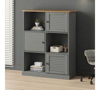 Berkfield Bookcase Vigo Grey 90X35X114.5 Cm Solid Wood Pine
