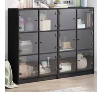 Berkfield Bookcase With Doors Black 136X37X109 Cm Engineered Wood