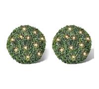 Berkfield Boxwood Ball Artificial Leaf Topiary Ball 35 Cm Solar Led String 2 Pcs