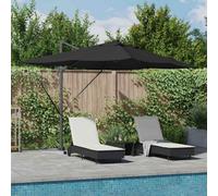 Berkfield Cantilever Roma Parasol With Leds Black 352X251X265 Cm Aluminium