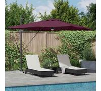 Berkfield Cantilever Roma Parasol With Leds Bordeaux Red 286X285X270 Cm Aluminium