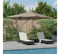 Berkfield Cantilever Roma Parasol With Leds Taupe 352X251X265 Cm Aluminium