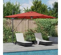 Berkfield Cantilever Roma Parasol With Leds Terracotta 286X285X270 Cm Aluminium