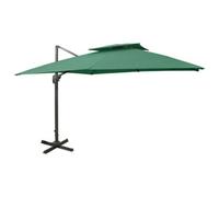 Berkfield Cantilever Umbrella With Double Top 300X300 Cm Green