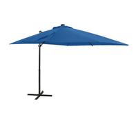 Berkfield Cantilever Umbrella With Pole And Led Lights Azure Blue 250 Cm