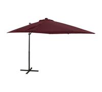 Berkfield Cantilever Umbrella With Pole And Led Lights Bordeaux Red 250 Cm