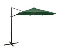 Berkfield Cantilever Umbrella With Pole And Led Lights Green 300 Cm