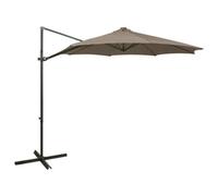 Berkfield Cantilever Umbrella With Pole And Led Lights Taupe 300 Cm