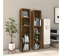 Berkfield Cd Cabinets 2 Pcs Smoked Oak 21X16X93.5 Cm Engineered Wood