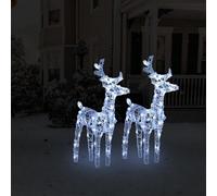 Berkfield Christmas Reindeers 2 Pcs Cold White 80 Leds Acrylic