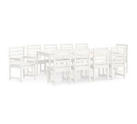 Berkfield Classic 11 Piece Garden Dining Set White Solid Wood Pine