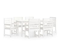 Berkfield Classic 7 Piece Garden Dining Set White Solid Wood Pine