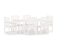 Berkfield Classic 7 Piece Garden Dining Set White Solid Wood Pine