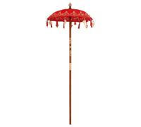 Berkfield Classic Balinese Parasol Red (90-100) X 250 Cm Cotton And Solid Wood