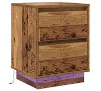 Berkfield Classic Bedside Cabinet With Led Lights Old Wood 39X34.5X50 Cm