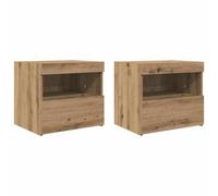 Berkfield Classic Bedside Cabinets With Led Lights 2 Pcs Artisan Oak 50X40X45 Cm