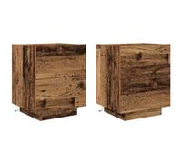 Berkfield Classic Bedside Cabinets With Led Lights 2 Pcs Old Wood 45X40X55 Cm