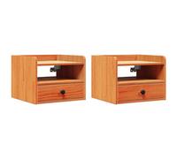 Berkfield Classic Bedside Table 2 Pcs Wax Brown 38 X 36 X 29.5 Cm Solid Pine Wood