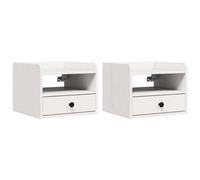Berkfield Classic Bedside Table 2 Pcs White 38 X 36 X 29.5 Cm Solid Pine Wood