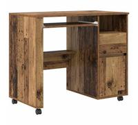 Berkfield Classic Brown Computer Desk Old Wood Particle Board, Metal Standard