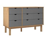 Berkfield Classic Drawer Cabinet Otta Brown&grey 111X43X73.5Cm Solid Wood Pine