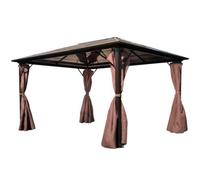 Berkfield Classic Gazebo With Curtain Brown Aluminium 400 X 300 Cm