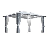 Berkfield Classic Gazebo With Curtain&led String Lights 4X3 M Cream Aluminium