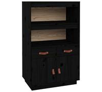 Berkfield Classic Highboard Black 67X40X108.5 Cm Solid Wood Pine