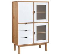 Berkfield Classic Highboard Otta Brown And White 85X43X125 Cm Solid Wood Pine