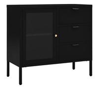 Berkfield Classic Sideboard Black 75X35X70 Cm Steel And Tempered Glass