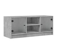 Berkfield Classic Tv Cabinet With Glass Doors Concrete Grey 102X37X42 Cm