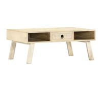 Berkfield Coffee Table 100x60x40 cm Solid Mango Wood - Beige - Solid mango wood with a bleach white finish