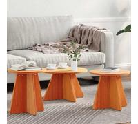Berkfield Coffee Table 3 Pcs Wax Brown Solid Pine Wood