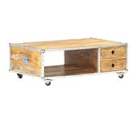 Berkfield Coffee Table 89x59x33 cm Solid Rough Mango Wood - Brown - Solid rough mango wood with natural finish, metal