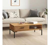 Berkfield Coffee Table 90x50x35 cm Solid Pinewood - Brown - Solid pinewood, engineered wood, metal
