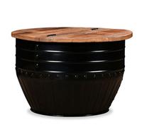 Berkfield Coffee Table Solid Reclaimed Wood Black Barrel Shape