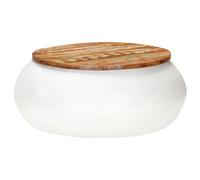 Berkfield Coffee Table White 68x68x30 cm Solid Reclaimed Wood - Brown - Solid reclaimed wood with a mixed colour finish, iron with a white finish