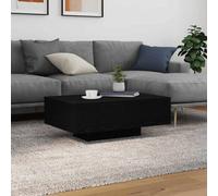 Berkfield Coffee Table With Led Lights Black Oak 85X55X31 Cm