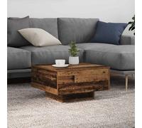Berkfield Coffee Table With Led Lights Old Wood 55X55X31 Cm