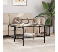 Berkfield Coffee Table With Transparent Glass Top 98.5X50X45 Cm Steel