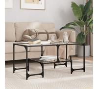 Berkfield Coffee Table With Transparent Glass Top 98.5X50X45 Cm Steel