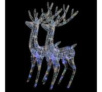 Berkfield Colourful Xxl Acrylic Christmas Reindeers 250 Led 2 Pcs 180 Cm Multicolour