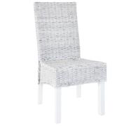 Berkfield Comfortable Dining Chairs 6 Pcs Light Brown Kubu Rattan And Mango Wood