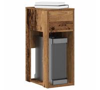Berkfield Computer Tower Stand With Drawer Old Wood 30X44X74 Cm