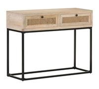 Berkfield Console Table 100X35X76 Cm Solid Mango Wood And Natural Cane
