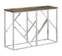 Berkfield Console Table Silver Stainless Steel And Solid Wood Reclaimed